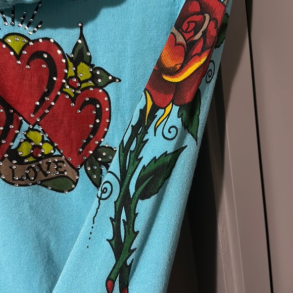 Y2K Ed Hardy Rhinestone Hoodie - Picture 7 of 8